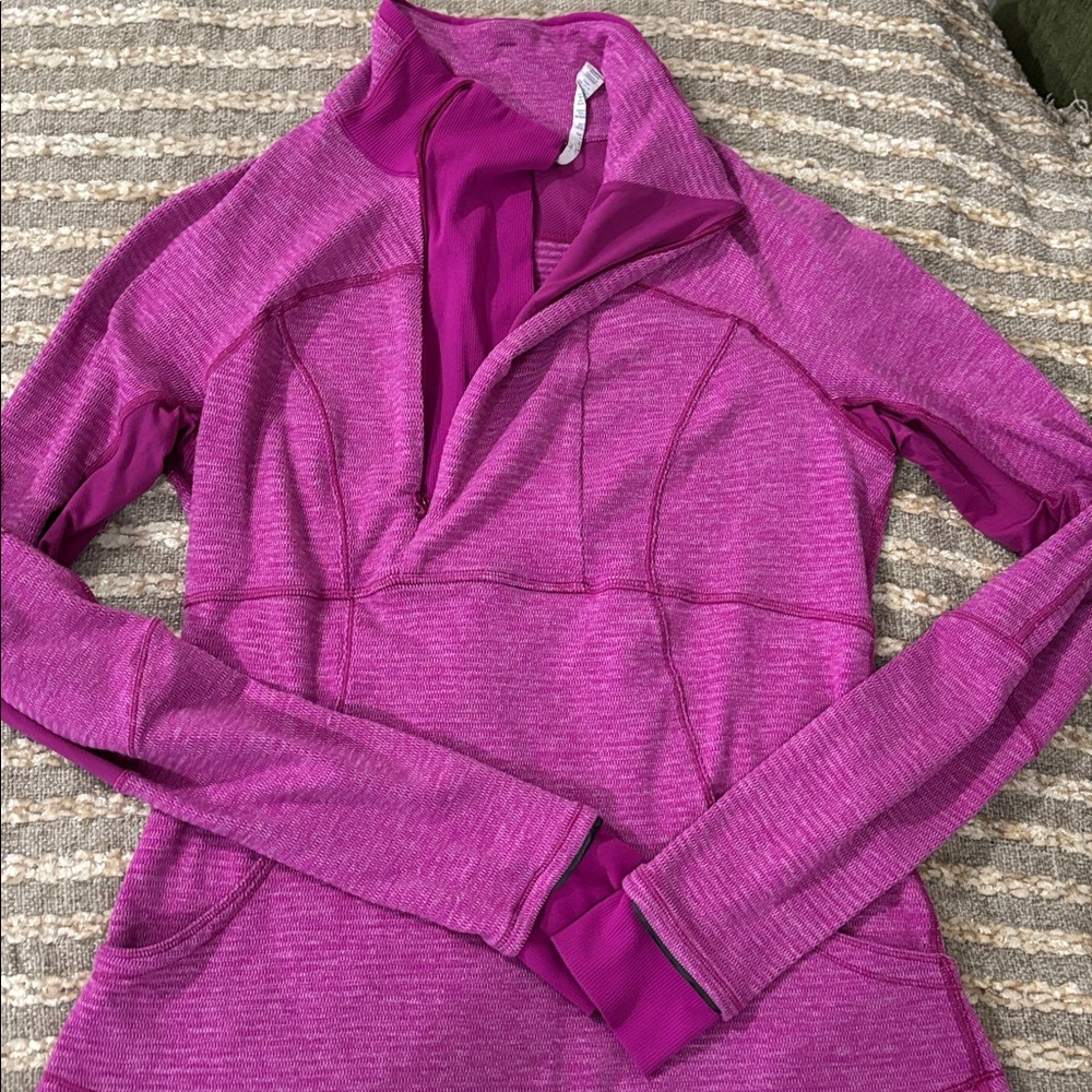 Lululemon Base Runner 1/2 Zip Raspberry Pique‎ Pink Rulu Athletic Top Size 10 - Picture 3 of 16